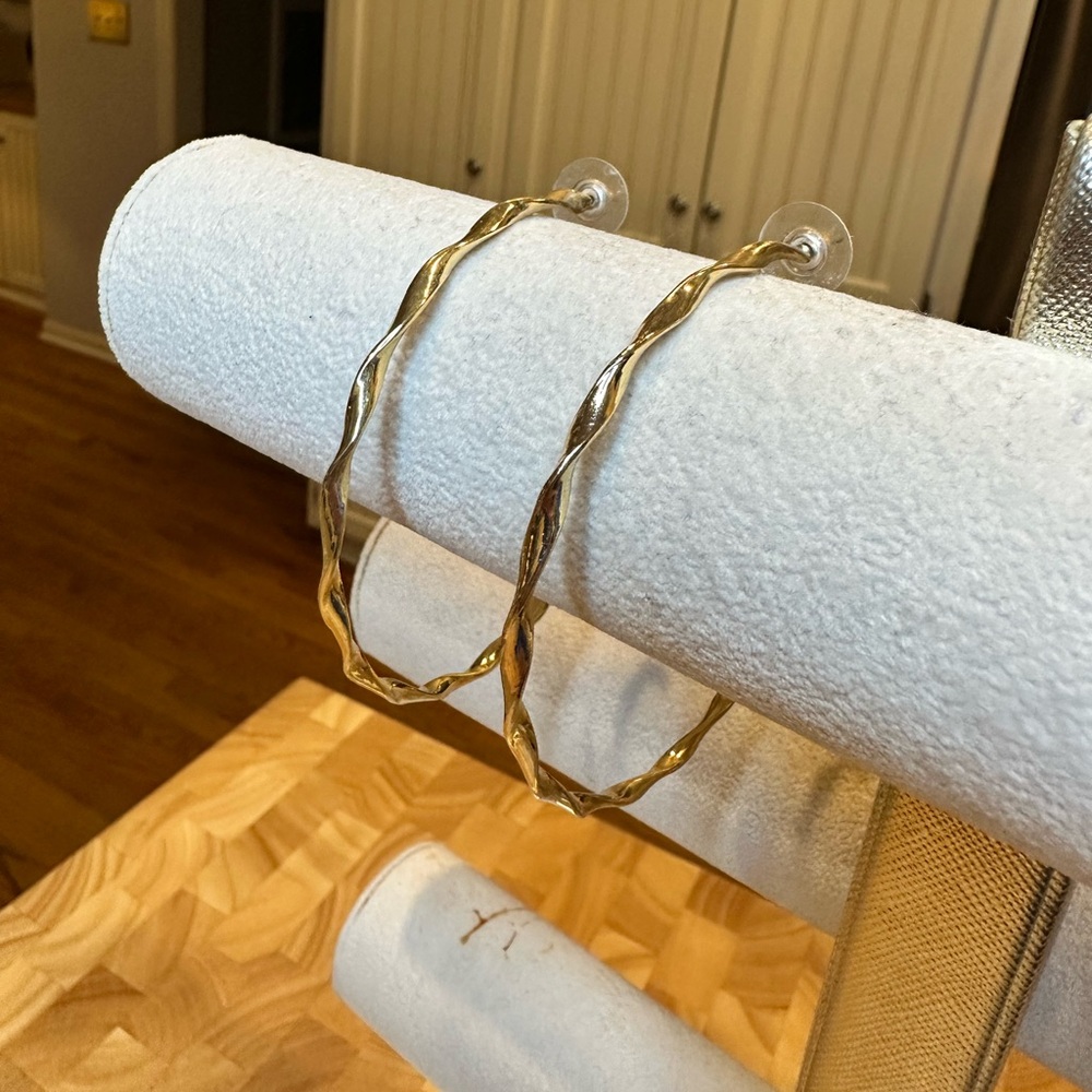 Gold Twisted Hoop Earrings